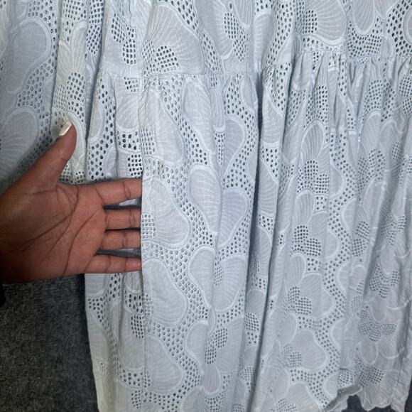 Jakes Dress Women 38 US 8 Light Blue Eyelet Floral Cottagecore Mini Wedding - Picture 7 of 12